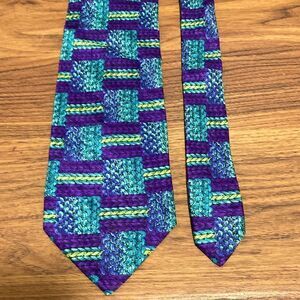 Missoni Cravatte 100 Silk Necktie in Multicolor Patchwork Design.